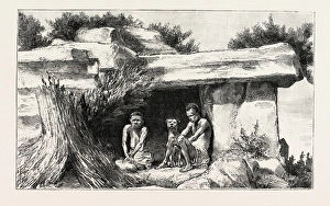 Swaziland, Bushmen or Cave Dwellers, Engraving 1890 Swaziland, Bushmen or Cave Dwellers, Engraving 1890