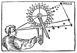 Telling time at night using a nocturnal. The hour is obtained by measuring the angular Telling time at night using a nocturnal. The hour is obtained by measuring the angular