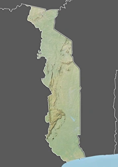 Togo, Relief Map with Border and Mask Togo, Relief Map with Border and Mask