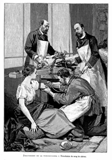 Tubercular patient being given direct blood transfusion Tubercular patient being given direct blood transfusion