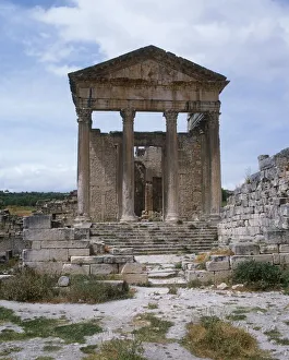 Tunisia, Dougga, ancient Roman ruins of the Capitol Tunisia, Dougga, ancient Roman ruins of the Capitol