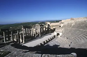 Tunisia, Dougga, ancient ruins of Roman theatre Tunisia, Dougga, ancient ruins of Roman theatre
