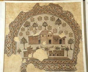 Tunisia, Tabarka, Trilobate floor mosaic, depicting life in a farm Tunisia, Tabarka, Trilobate floor mosaic, depicting life in a farm