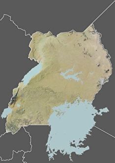 Uganda, Relief Map with Border and Mask Uganda, Relief Map with Border and Mask