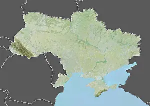 Ukraine, Relief Map with Border and Mask Ukraine, Relief Map with Border and Mask