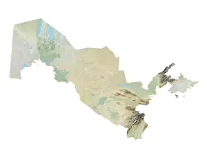 Uzbekistan, Relief Map