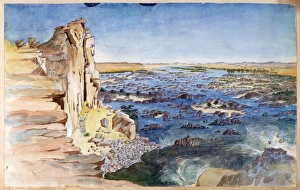 View of the Nile at the Second Cataract. Watercolour. Nestor l'Hote (1804-1842) View of the Nile at the Second Cataract. Watercolour. Nestor l'Hote (1804-1842)