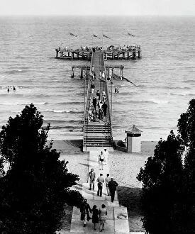 Italian Heritage Collection: Walkway on the beach of the excelsior hotel in Lido di Venezia. 1930