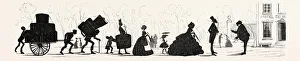 Waters Silhouettes: Arrival Of A French Family. Engraving 1855 Waters Silhouettes: Arrival Of A French Family. Engraving 1855