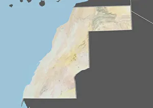 Western Sahara, Relief Map with Border and Mask Western Sahara, Relief Map with Border and Mask