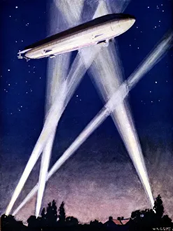 Zeppelin airship caught in searchlights Zeppelin airship caught in searchlights