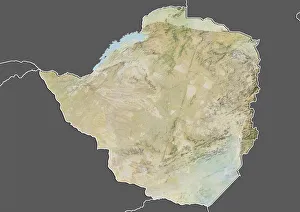Zimbabwe, Relief Map with Border and Mask Zimbabwe, Relief Map with Border and Mask
