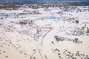 Aerial view of flooded Birdsville Track, Australia Aerial view of flooded Birdsville Track, Australia