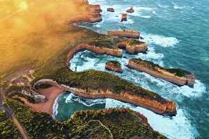 Victoria (VIC) Collection: Aerial view of the rocky cliffs, Great Ocean Road, Australia