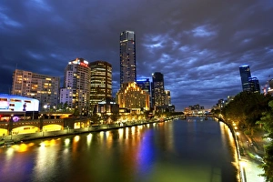 Australia, Melbourne, view from Princes Bridge, dusk Australia, Melbourne, view from Princes Bridge, dusk
