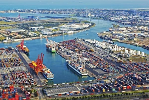 Birds eye view of industrial dockland area of Melbournes Coode Island Birds eye view of industrial dockland area of Melbournes Coode Island
