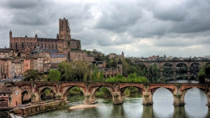Cathedral Basilica of Saint Cecilia and bridges Cathedral Basilica of Saint Cecilia and bridges