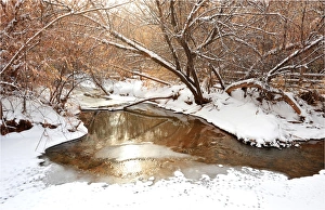 Mill creek in Moab, with a winter fall of snow, Utah, United States Mill creek in Moab, with a winter fall of snow, Utah, United States