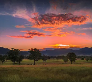 Evening light in the summer season near Corryong, in the lovely fertile farmland of Evening light in the summer season near Corryong, in the lovely fertile farmland of
