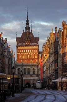Gdansk Long Street towards Golden Gate sunrise Gdansk Long Street towards Golden Gate sunrise