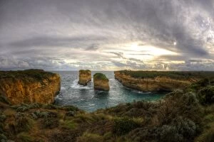 Great Ocean Road Collection: Great Ocean Road cliffs at cloudy sunset