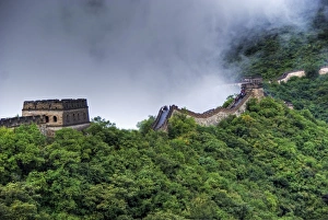 Great Wall of China approaching fog and rain Great Wall of China approaching fog and rain
