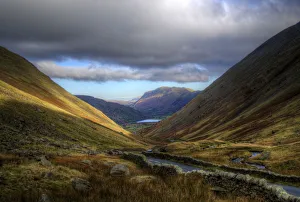 The Lake District high pass road in autumn view The Lake District high pass road in autumn view
