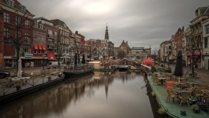 Leiden old town and floating Christmas market Leiden old town and floating Christmas market