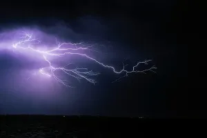 Prints of Storm passing over the ocean Lightning Strike Prints: Lightning over the Ocean Print