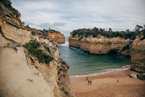 Looking down into small beach at Loch Ard Gorge Looking down into small beach at Loch Ard Gorge