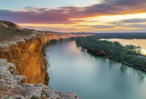 Prints of Sunset from on top of the cliffs at Nildottie, South australia. Beautiful views of the Murray River Murray River Prints: Murray River Sunset Print from Nildottie Cliffs