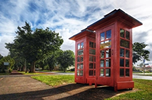 The Red Telephone Boxes in Ross, Tasmania, Australia The Red Telephone Boxes in Ross, Tasmania, Australia