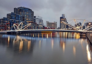 Seafarers Bridge in Melbourne illuminated at night Seafarers Bridge in Melbourne illuminated at night