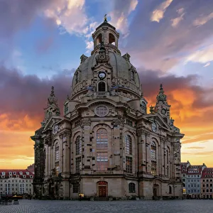 Sunrise with Dresden Frauenkirche, Dresden, Germany Sunrise with Dresden Frauenkirche, Dresden, Germany
