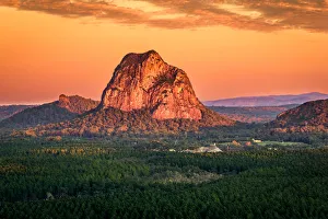 Sunrise over Mount Tibrogargan in Glass House Mountains of Queensland Sunrise over Mount Tibrogargan in Glass House Mountains of Queensland