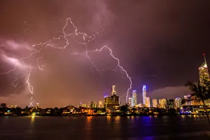 Thunder Storm and Lightening with City Skyline Thunder Storm and Lightening with City Skyline
