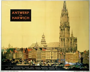 Antwerp via Harwich, LNER poster, 1923-1947 Antwerp via Harwich, LNER poster, 1923-1947