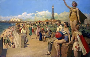Blackpool, original oil painting for an LMS poster, c 1930s Blackpool, original oil painting for an LMS poster, c 1930s