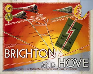 Brighton and Hove, LMS/GWR/SR poster, 1935 Brighton and Hove, LMS/GWR/SR poster, 1935