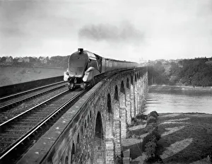 Coronation A4 Class steam locomotive crosses the Royal Border Bridge at Berwick-upon-Tweed Coronation A4 Class steam locomotive crosses the Royal Border Bridge at Berwick-upon-Tweed