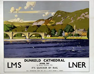 Dunkeld Cathedral - River Tay, LMS/LNER poster, 1923-1947 Dunkeld Cathedral - River Tay, LMS/LNER poster, 1923-1947