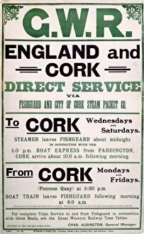 Images Dated 23rd September 2003: England and Cork - Direct Service, GWR poster, 1919