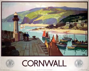 Cornwall Harbour Print, 1937 GWR Poster