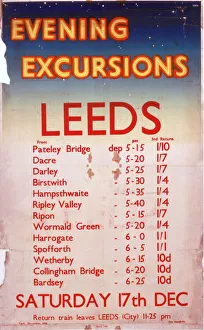 Evening Excursions to Leeds, LNER poster, 1938 Evening Excursions to Leeds, LNER poster, 1938