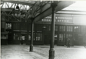 Halifax station, Lancashire and Yorkshire Railway. View of the entrance to the booking Halifax station, Lancashire and Yorkshire Railway. View of the entrance to the booking