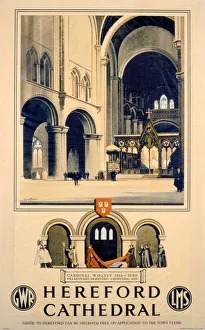 Hereford Cathedral, GWR/LMS poster, 1923-1947 Hereford Cathedral, GWR/LMS poster, 1923-1947