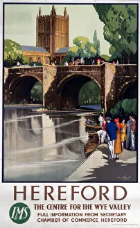 Hereford - The Centre of the Wye Valley, LMS poster, 1923-1947 Hereford - The Centre of the Wye Valley, LMS poster, 1923-1947