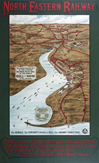 Hull Docks and the Humber Estuary, NER poster map, 1900-1915 Hull Docks and the Humber Estuary, NER poster map, 1900-1915