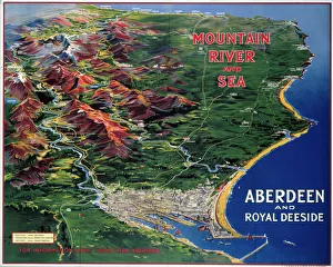 Mountain, River and Sea, Aberdeen & Royal Deeside, poster, 1914 Mountain, River and Sea, Aberdeen & Royal Deeside, poster, 1914