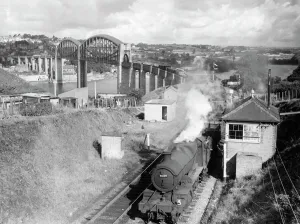 Cornwall Railway History Prints: Steam locomotive No 6319, with a freight tr
